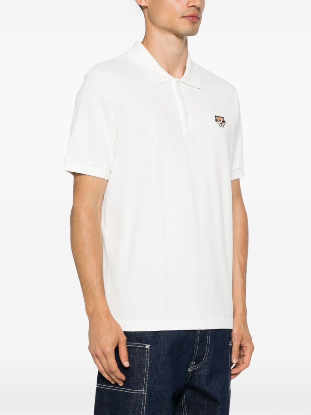 Kenzo Men's Tiger Head Embroidered Polo Shirt - White image 2