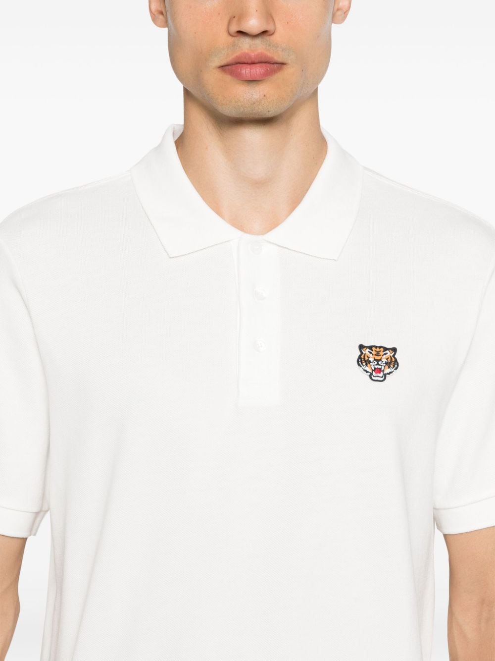 Kenzo Men's Tiger Head Embroidered Polo Shirt - White image 3