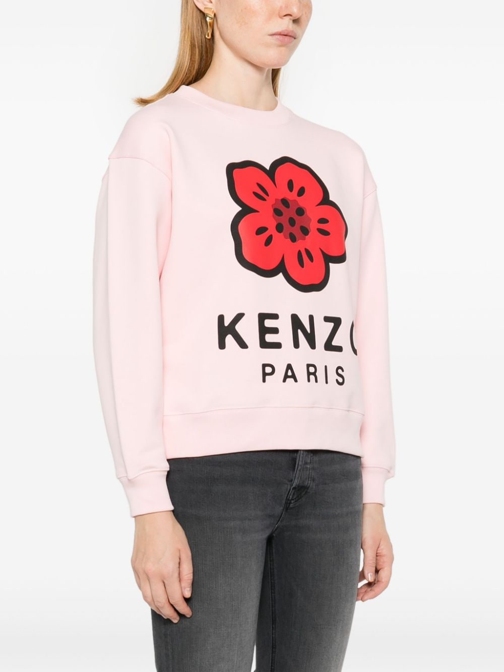 Kenzo Boke Flower Print Cotton Blend Crew Neck Sweater - Pink image 3