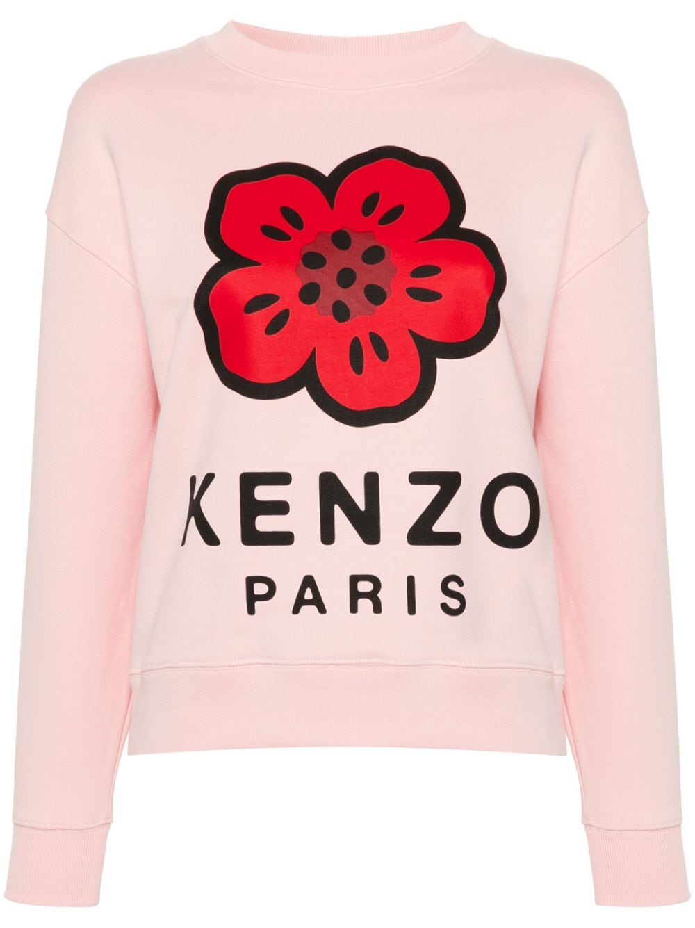 Kenzo Boke Flower Print Cotton Blend Crew Neck Sweater - Pink image 0