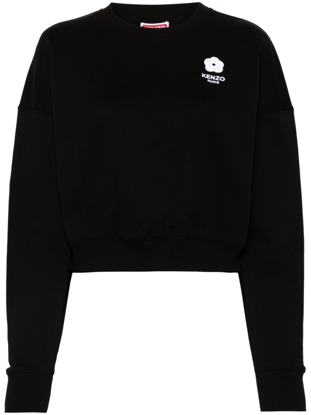 Kenzo Black Organic Cotton Sweater with Logo Patch image 0