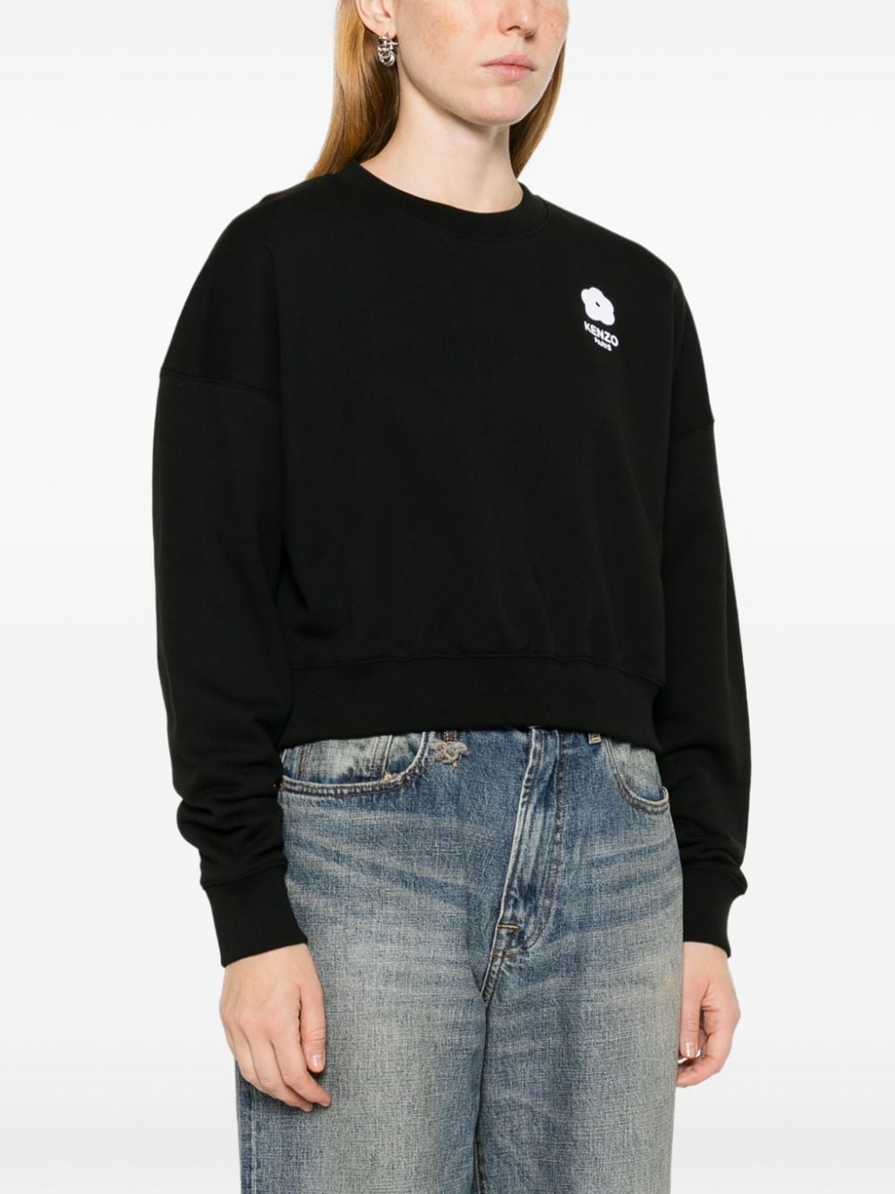 Kenzo Black Organic Cotton Sweater with Logo Patch image 2