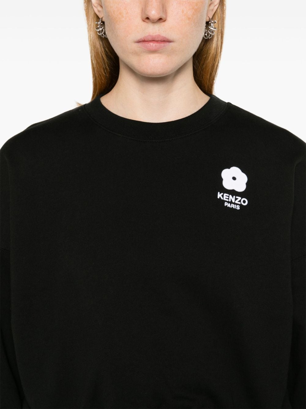 Kenzo Black Organic Cotton Sweater with Logo Patch image 4