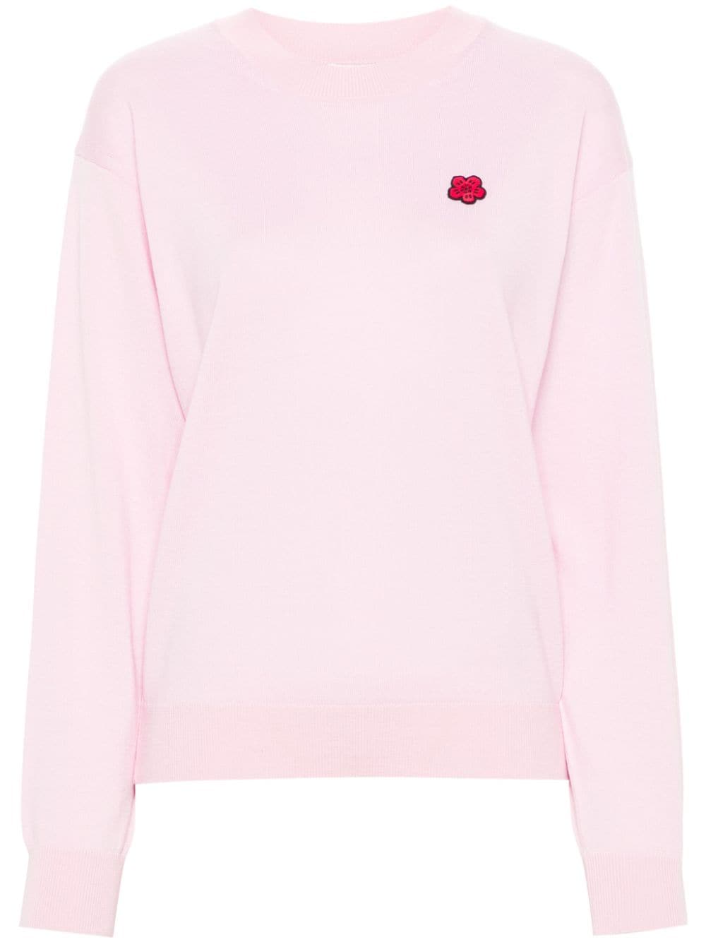 Kenzo Boke Flower Embroidered Wool Sweater - Pink image 0