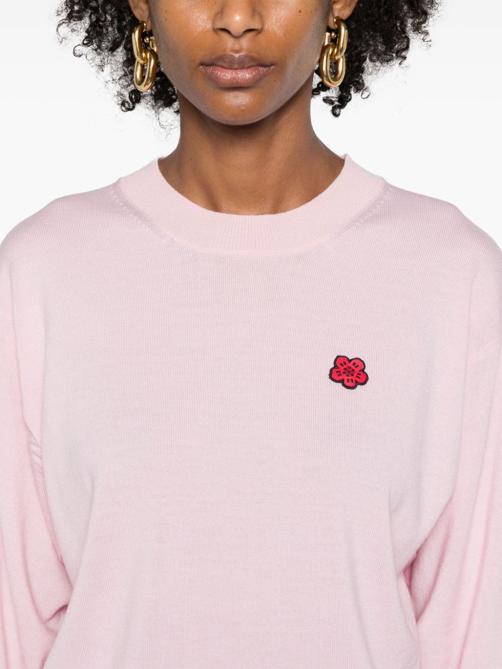 Kenzo Boke Flower Embroidered Wool Sweater - Pink image 3