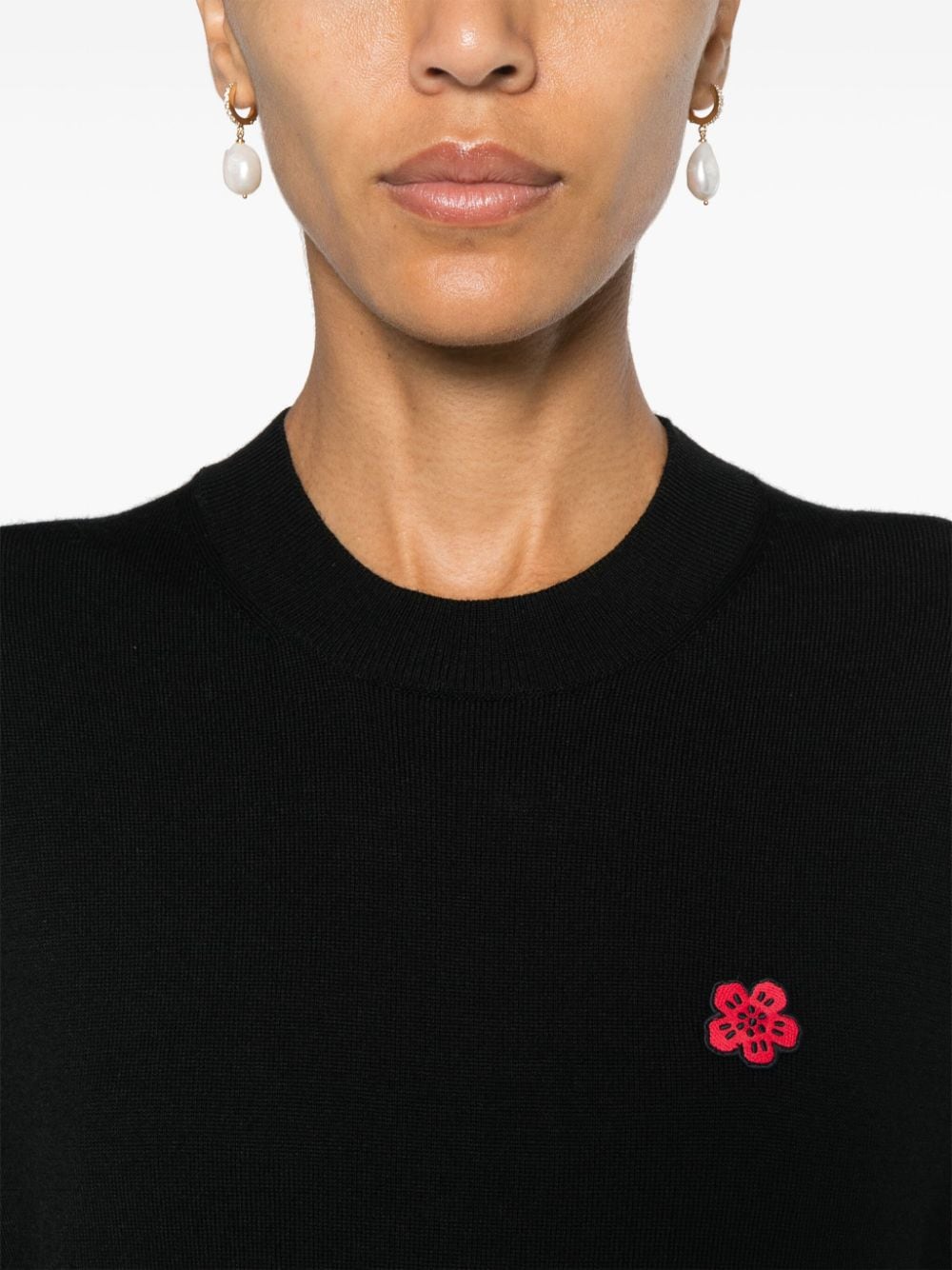 Kenzo Black Wool Logo Patch Sweater image 2