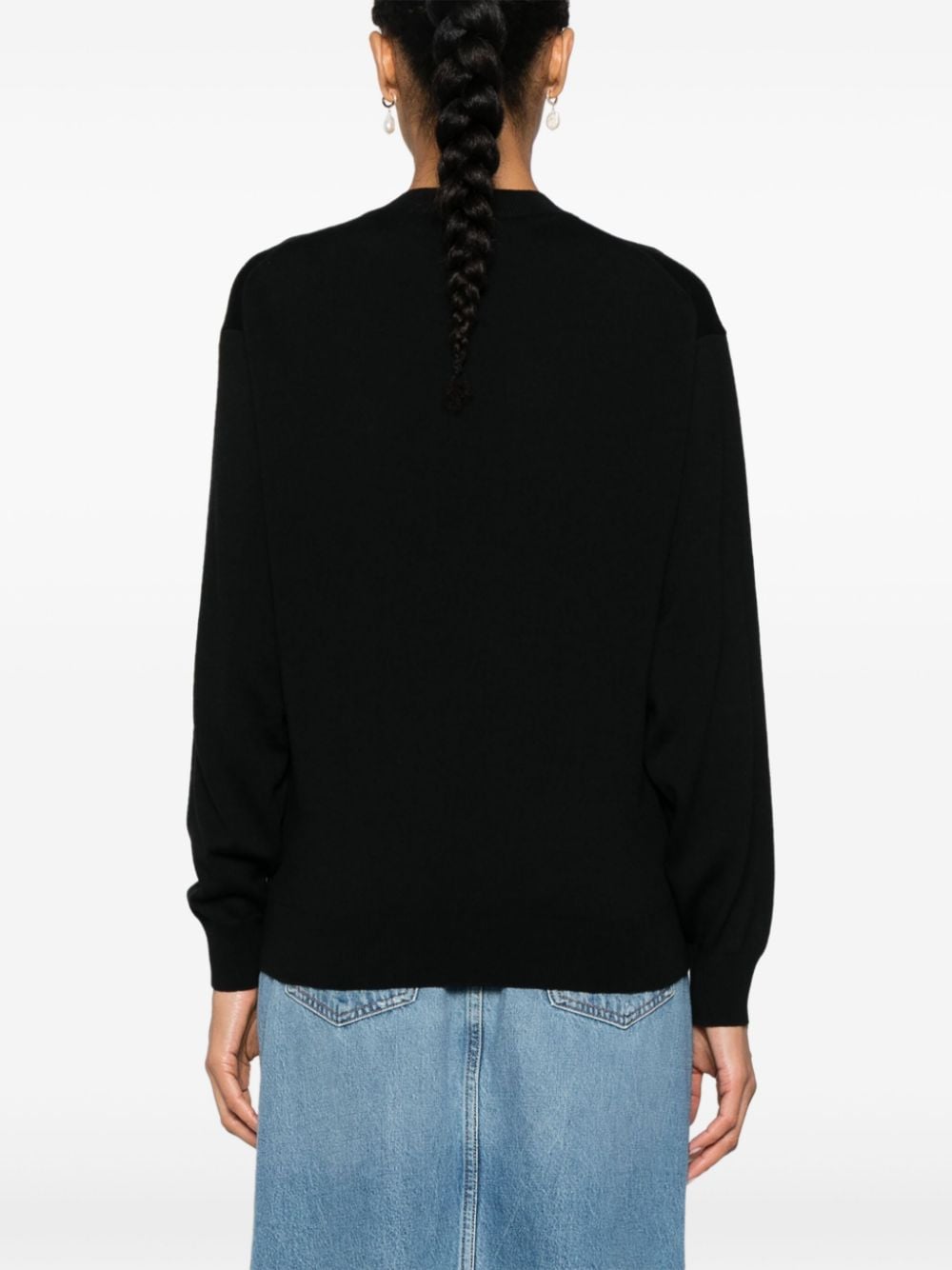 Kenzo Black Wool Logo Patch Sweater image 4