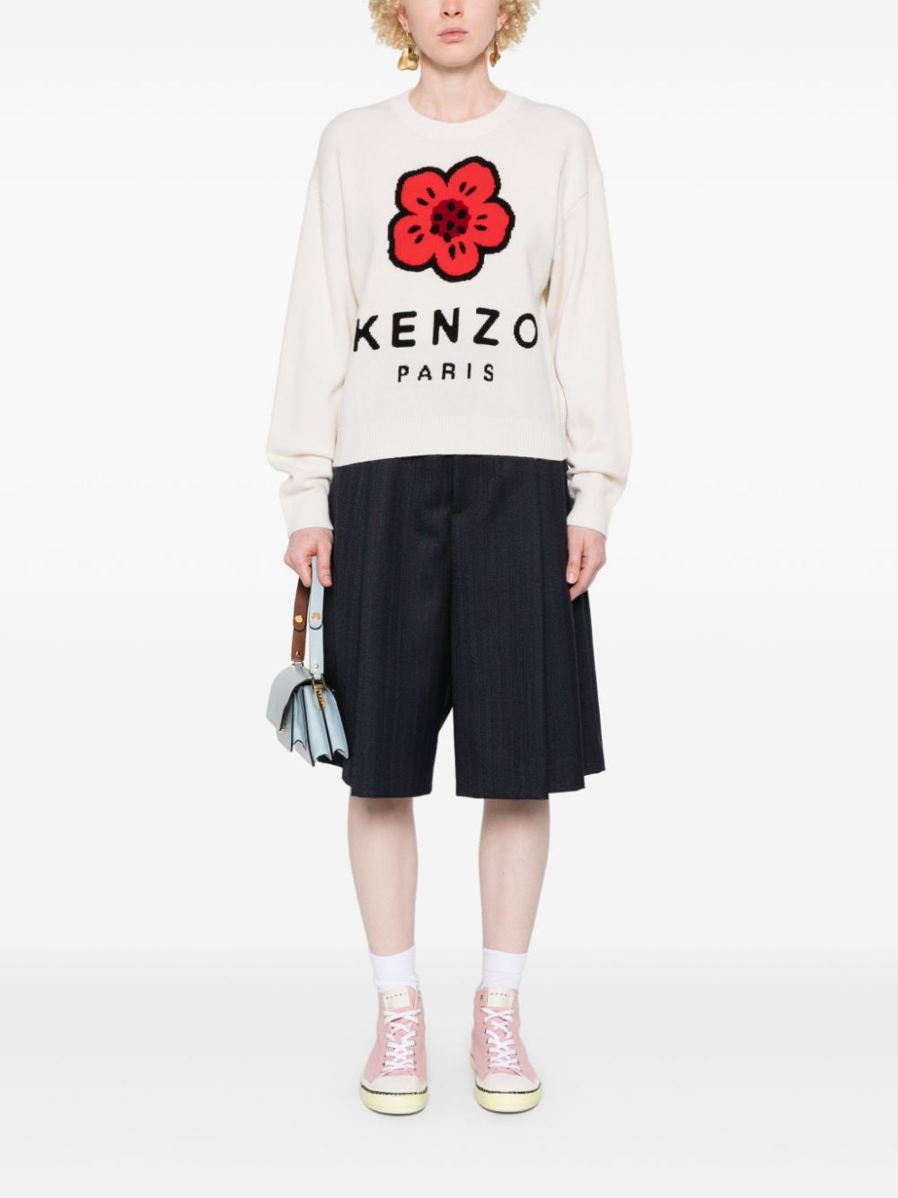 Kenzo Boke Flower Crew Neck Wool Sweater - White image 4