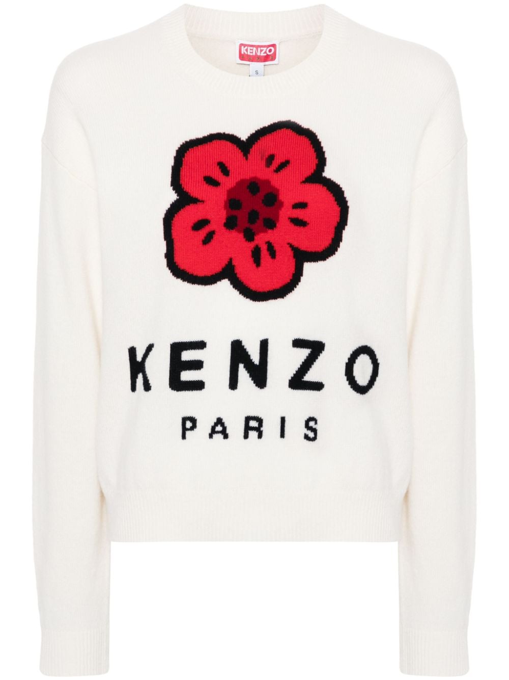 Kenzo Boke Flower Crew Neck Wool Sweater - White image 0