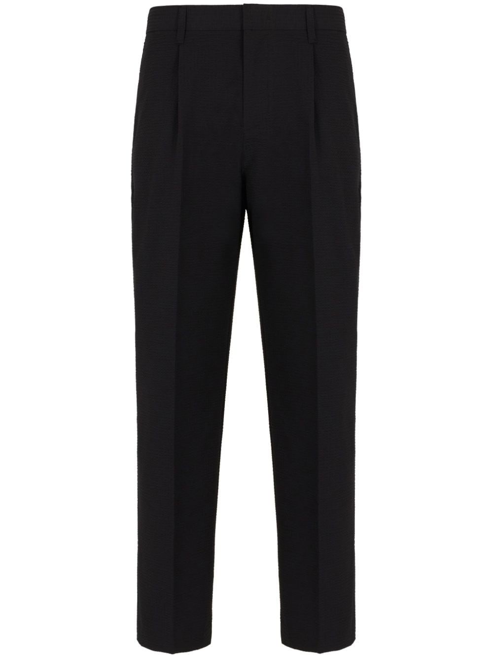 Emporio Armani Black Seersucker Trousers image 0