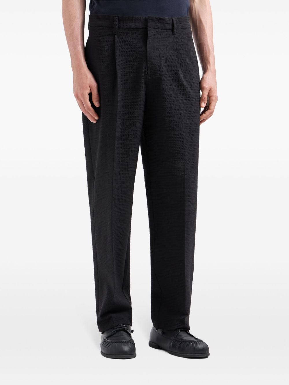 Emporio Armani Black Seersucker Trousers image 2