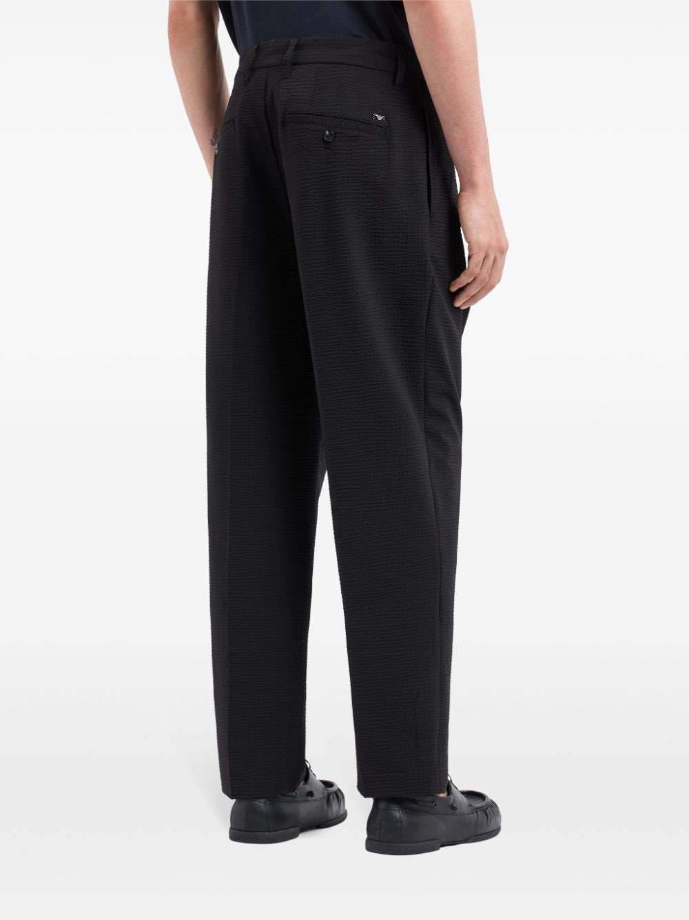 Emporio Armani Black Seersucker Trousers image 3