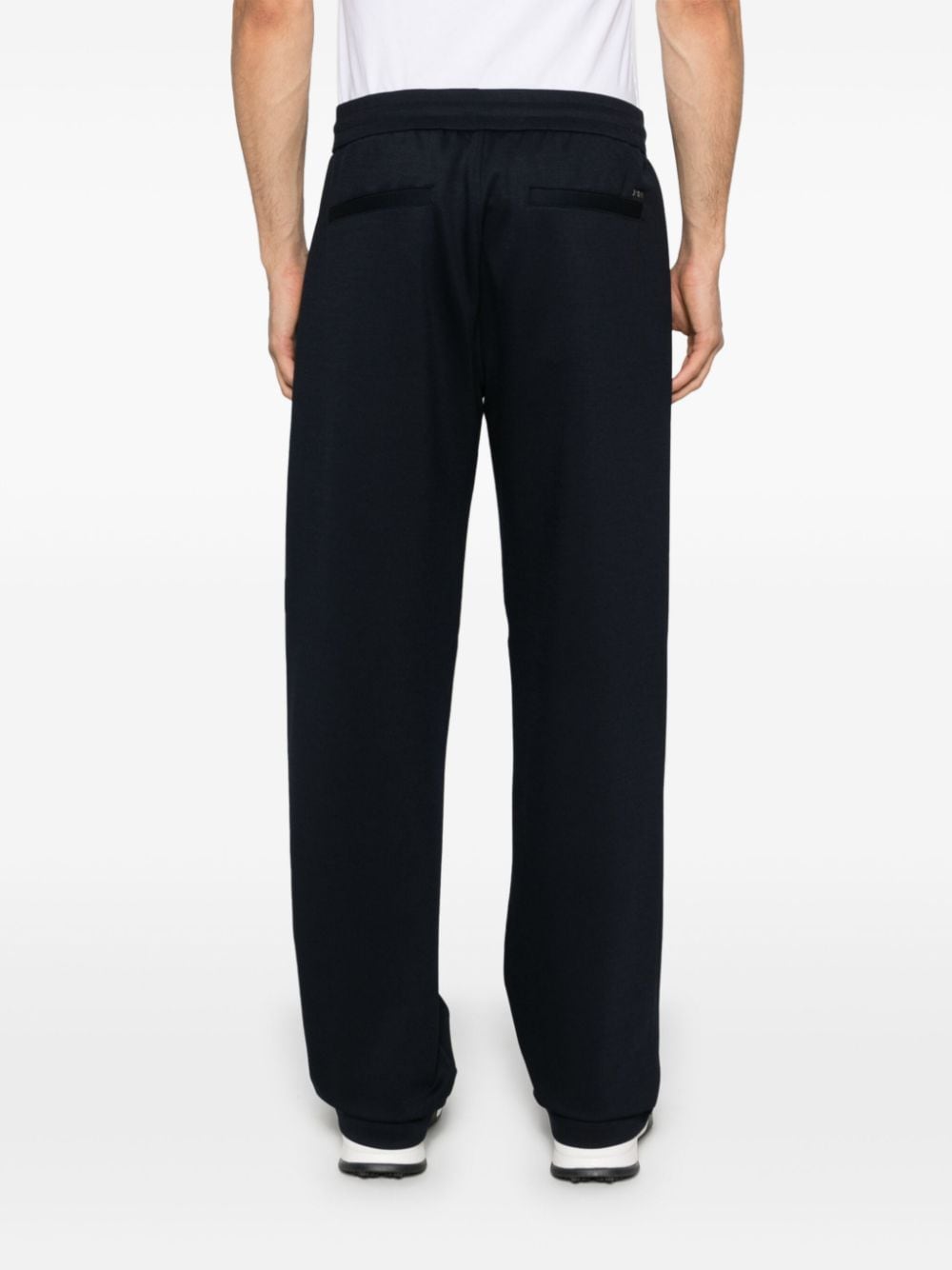 Emporio Armani Blue Stretch Twill Drawstring Trousers image 1