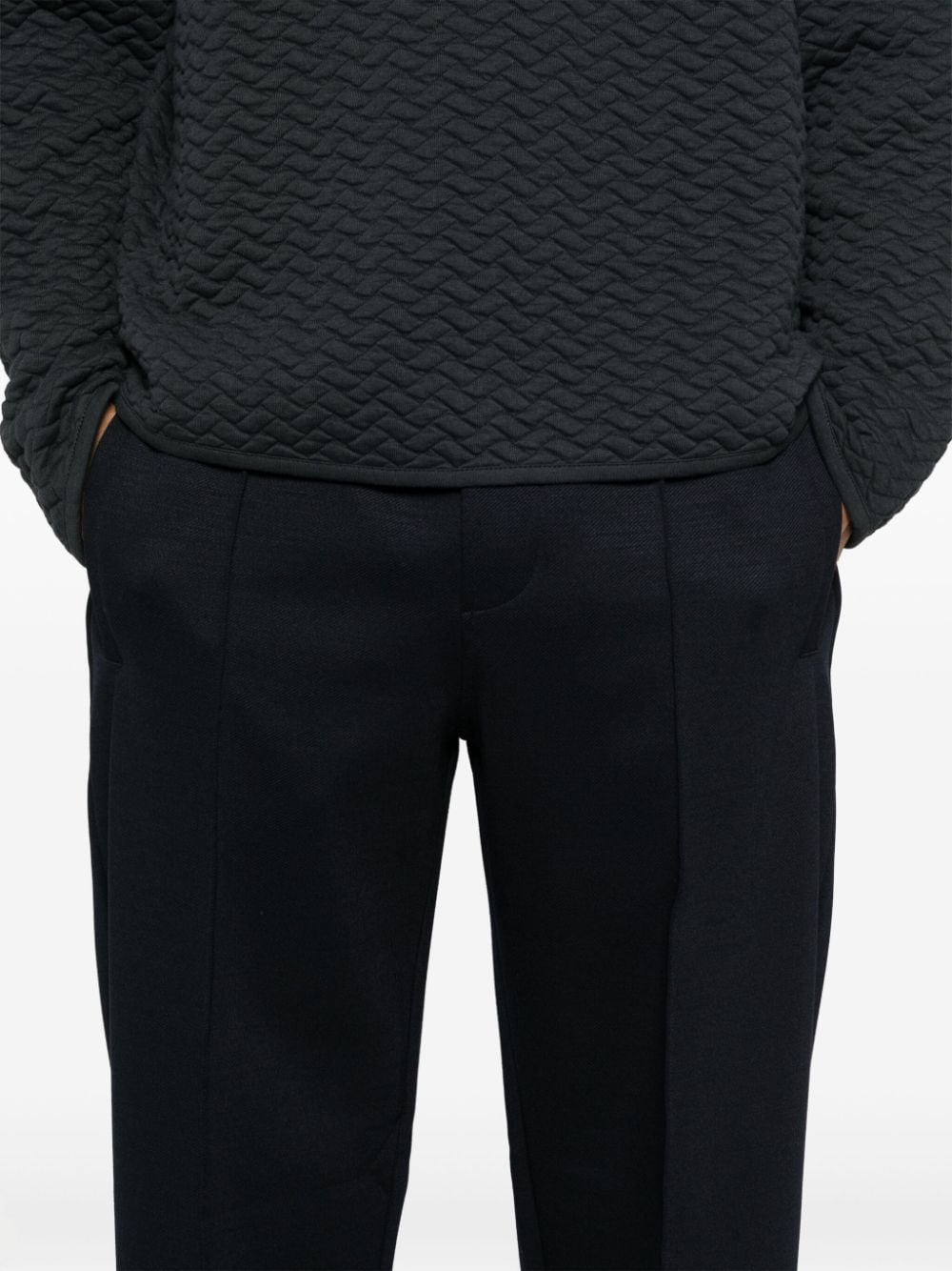 Emporio Armani Blue Stretch Twill Drawstring Trousers image 3