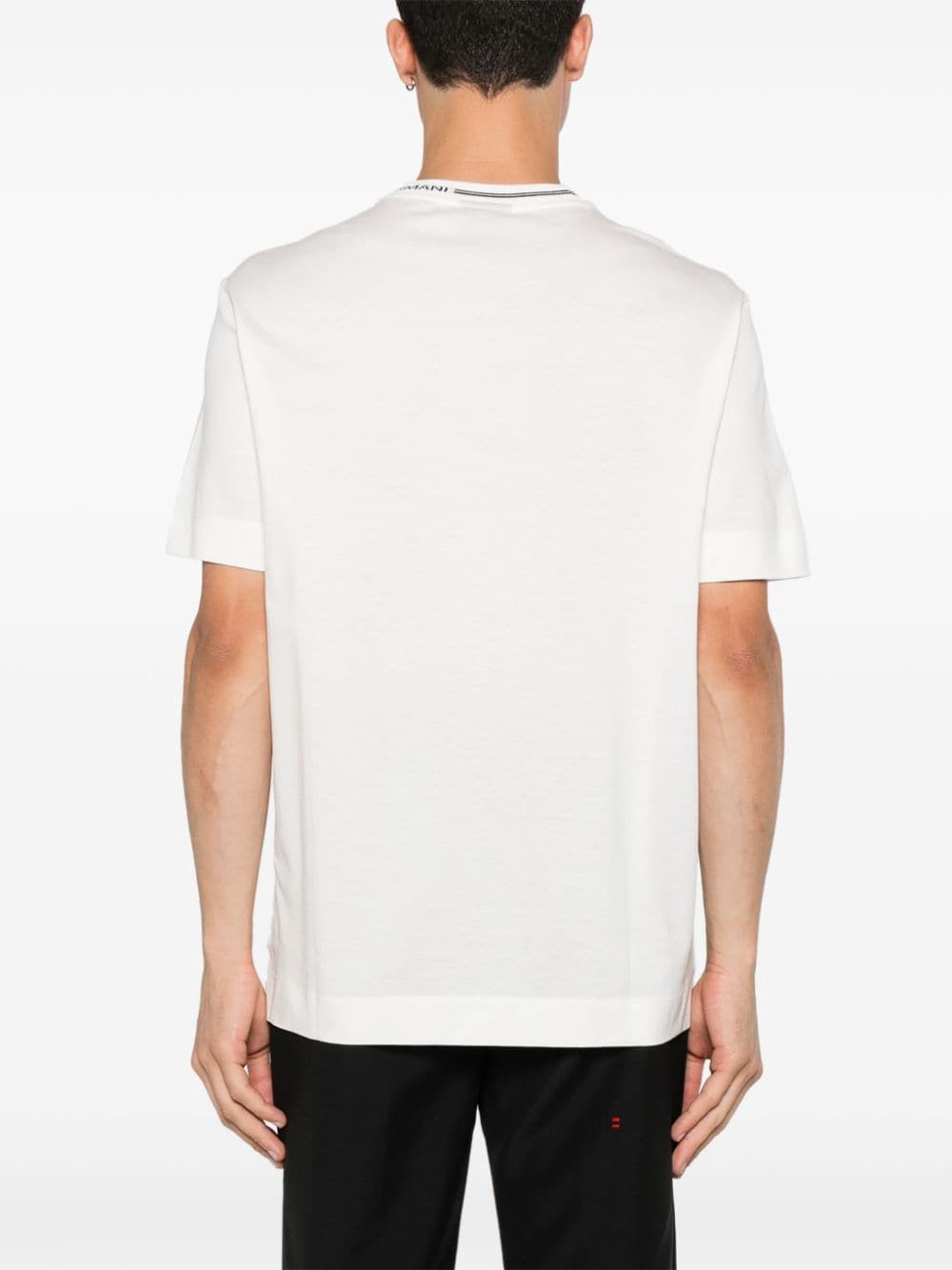 Emporio Armani Men's White Lyocell-Cotton Blend T-Shirt image 2