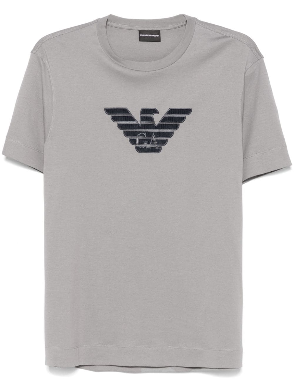 Emporio Armani Men's Grey Cotton T-Shirt with Logo Patch image 0