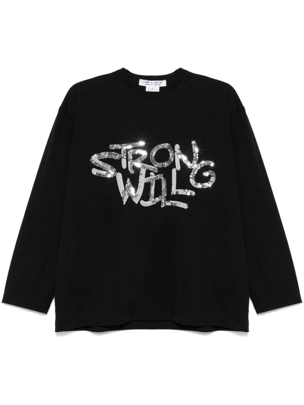 Comme Comme 'Strong Will' Sequin Embellished Long Sleeve T-Shirt - Black image 0