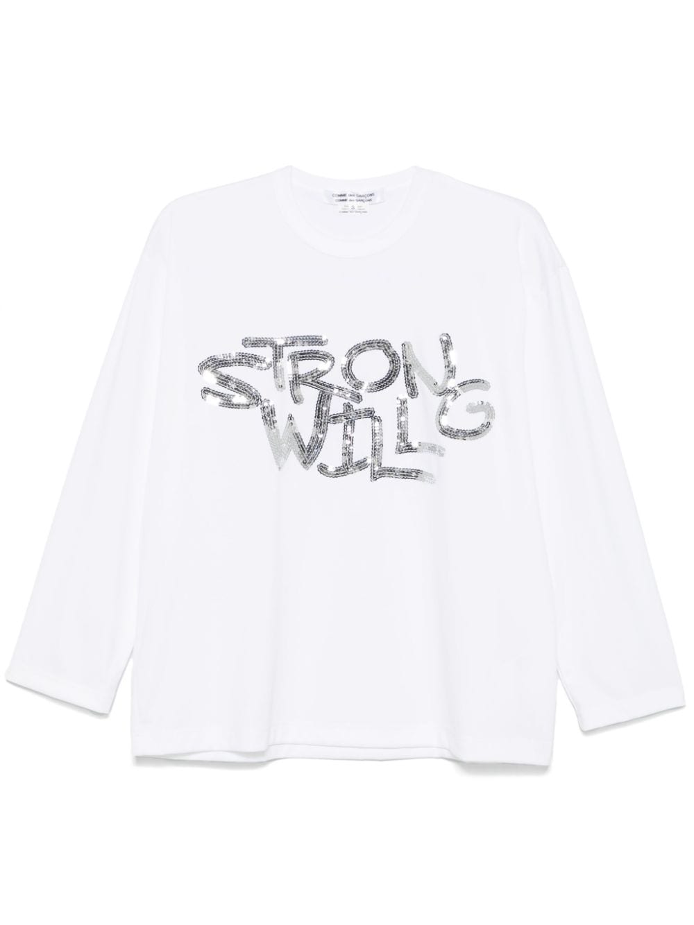 Comme Comme 'Strong Will' Sequin Embellished Long Sleeve T-Shirt - White image 0