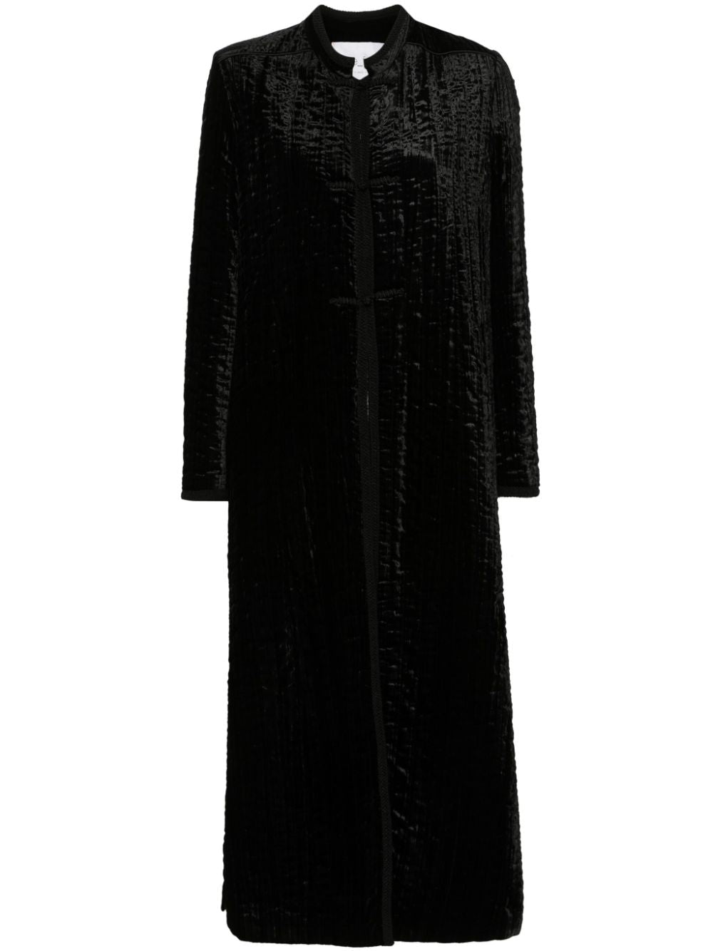 Forte Forte Black Velvet Coat with Contrast Trim image 0