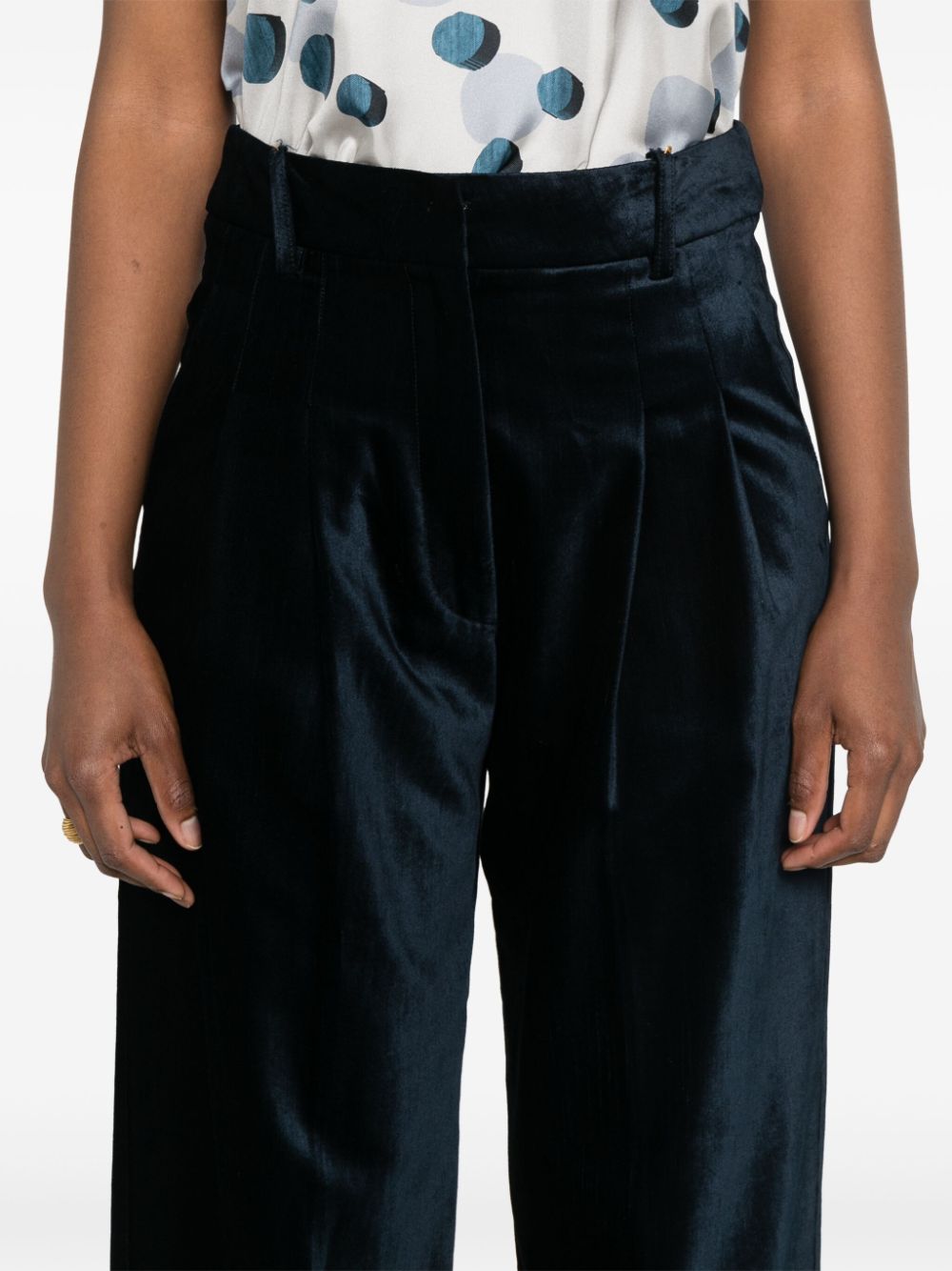 Forte Forte Blue Velvet Tapered Leg Trousers image 1