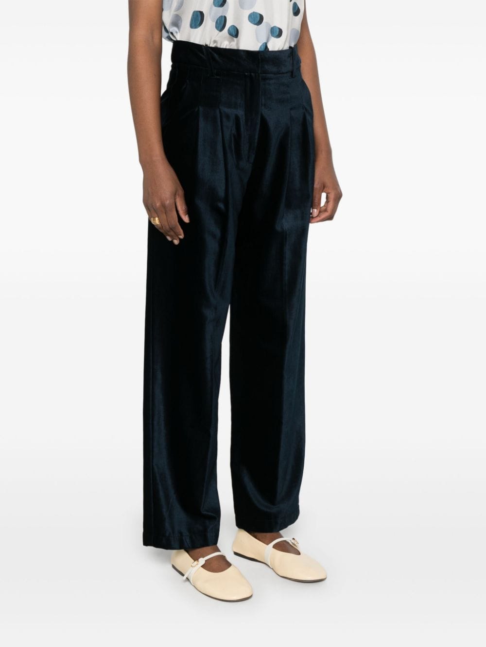 Forte Forte Blue Velvet Tapered Leg Trousers image 2