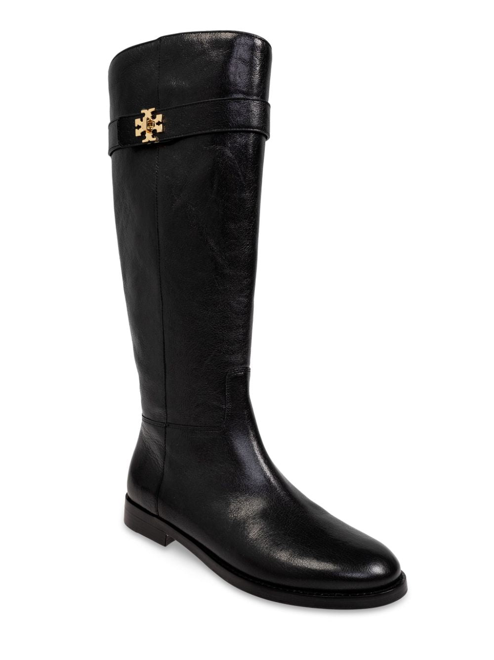 Tory Burch Black Leather Knee-High Boots with Side Zip image 2