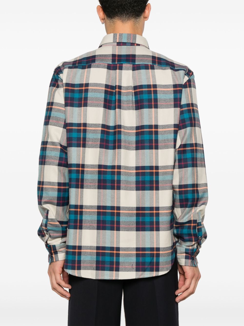 Paul Smith Men's White Cotton Flannel Check Shirt image 1