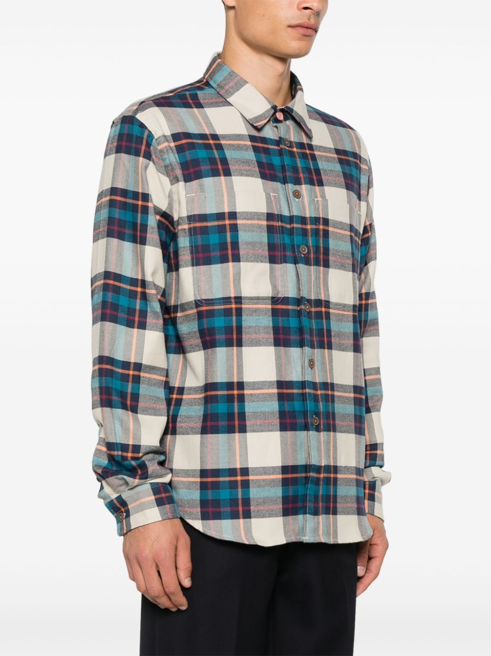 Paul Smith Men's White Cotton Flannel Check Shirt image 3