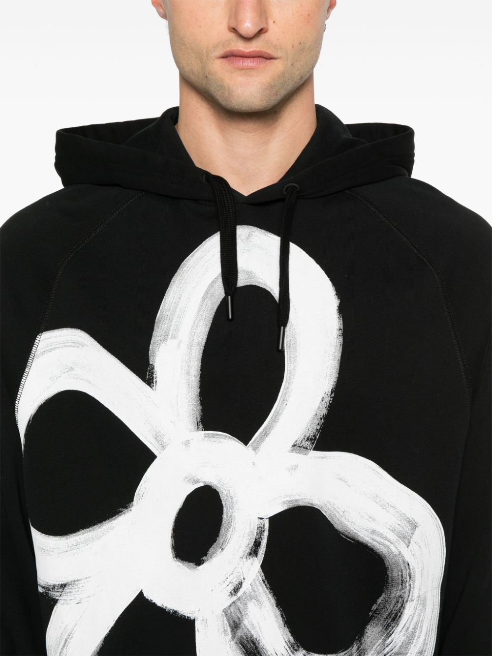 Paul Smith Black Floral Print Drawstring Hoodie image 3