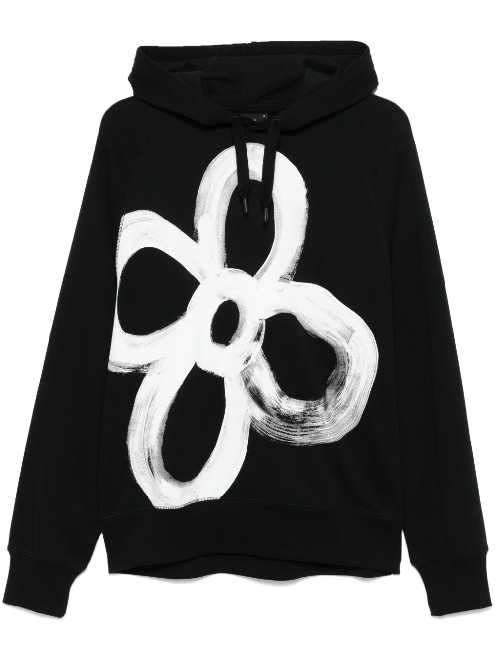 Paul Smith Black Floral Print Drawstring Hoodie image 0