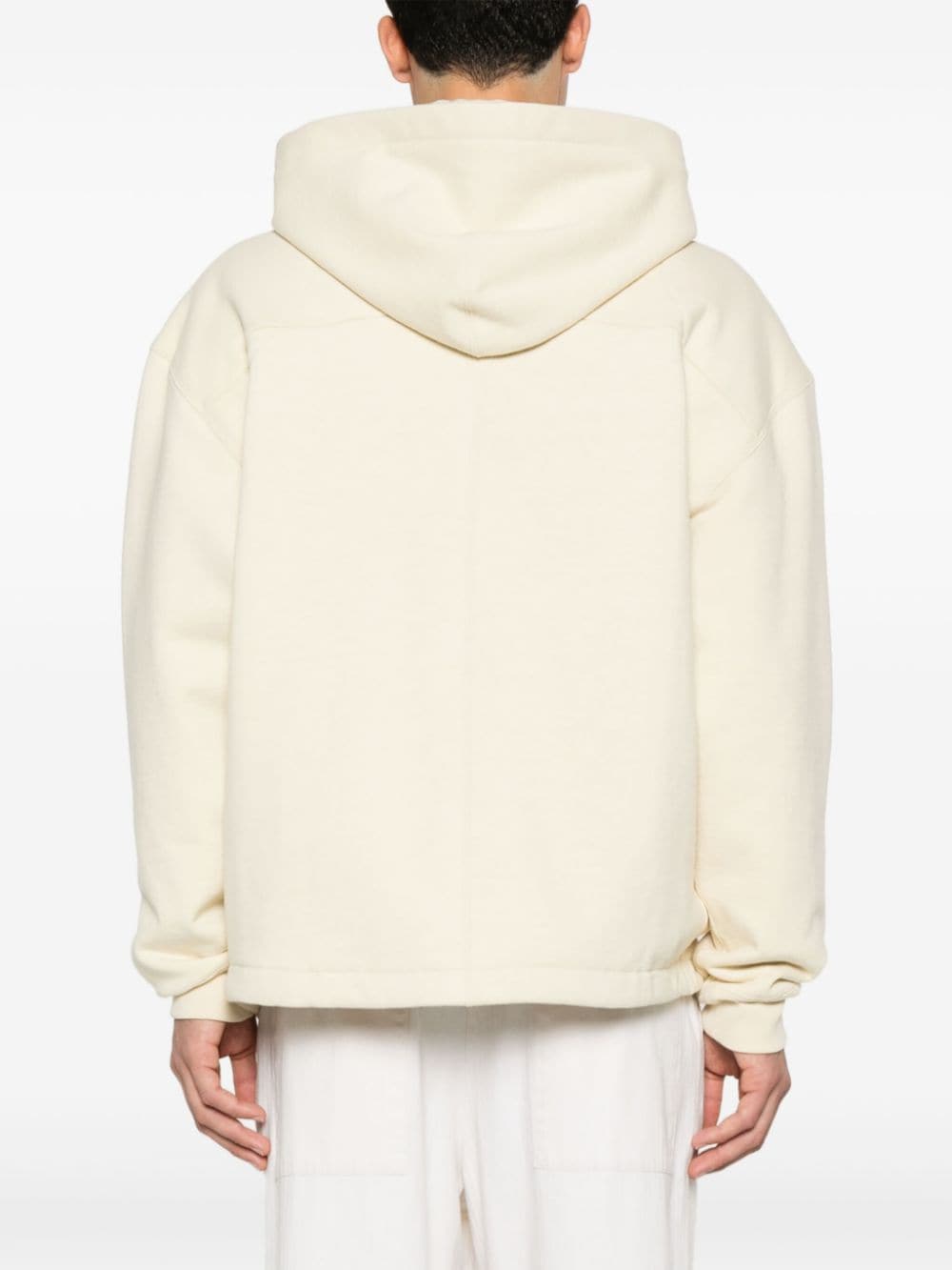 Jil Sander White Cotton Blend Drawstring Hoodie image 2