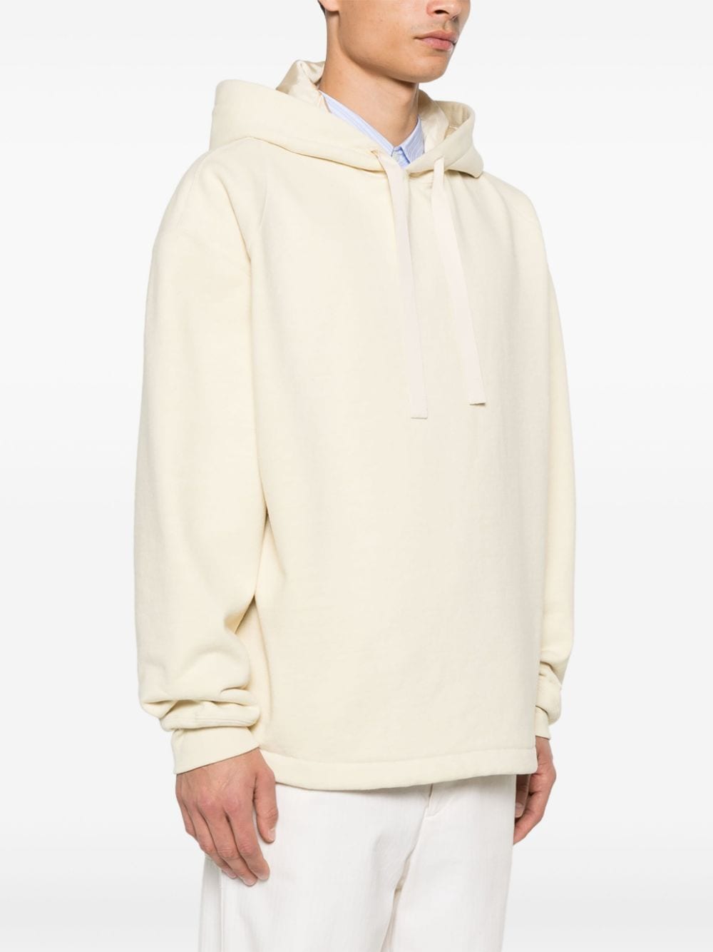 Jil Sander White Cotton Blend Drawstring Hoodie image 4