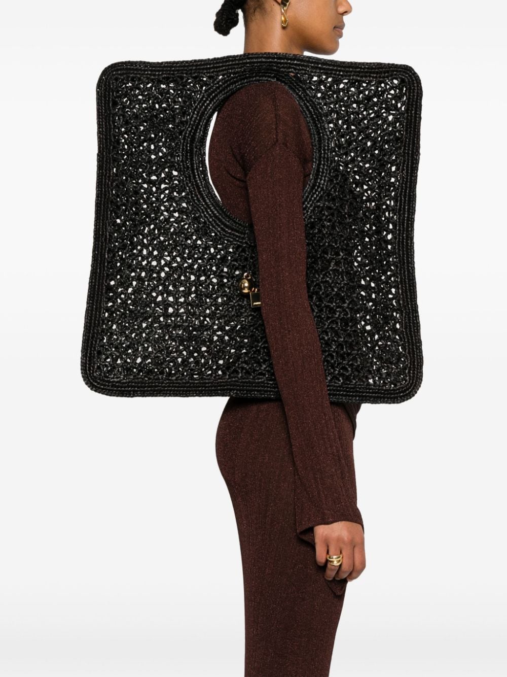 JACQUEMUS Raffia Shoulder Bag - Black image 4