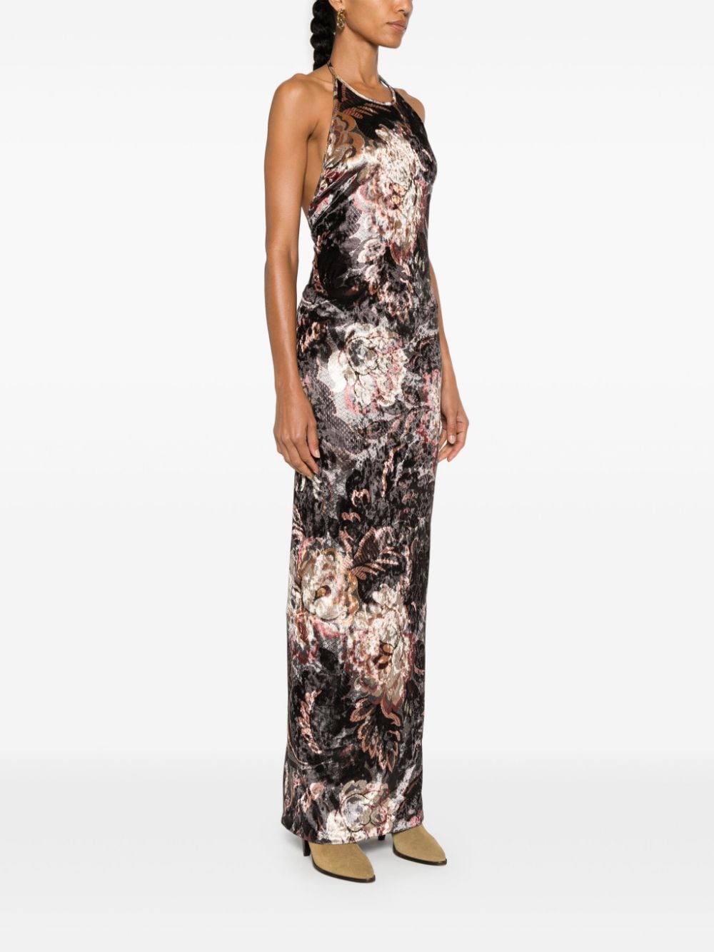 Etro Floral Print Black Halterneck Dress image 2