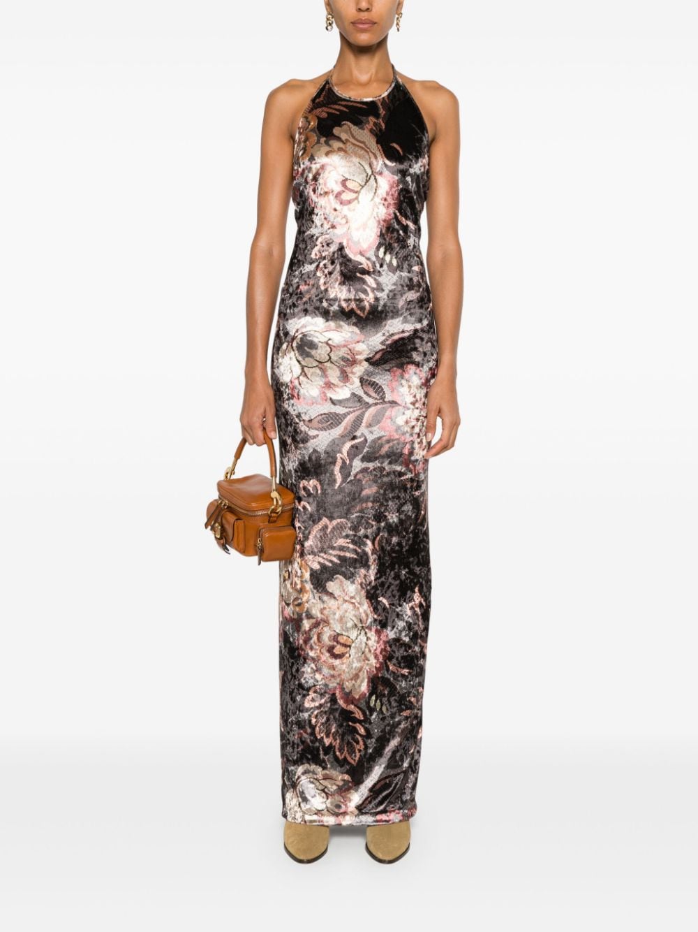 Etro Floral Print Black Halterneck Dress image 3