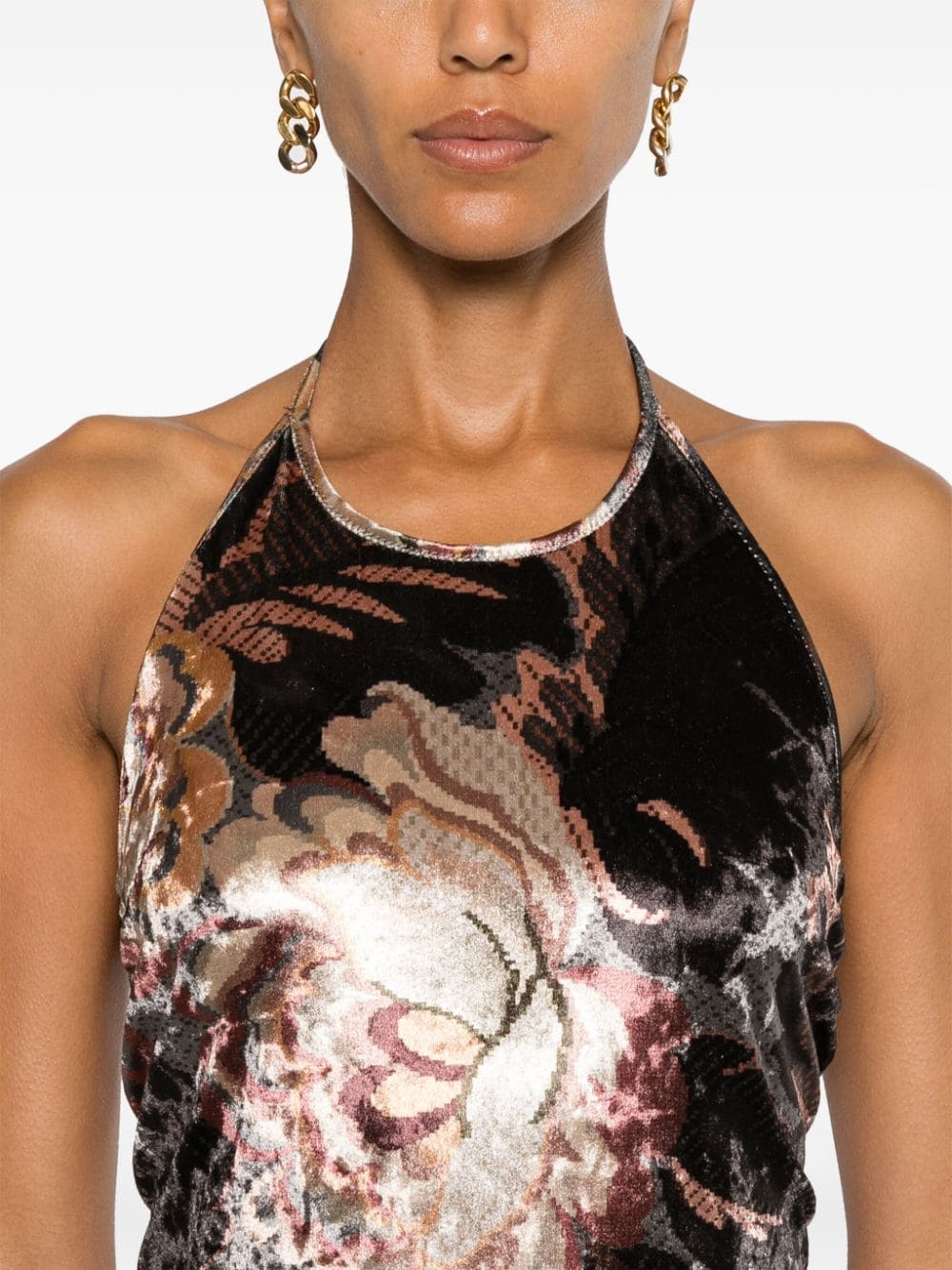 Etro Floral Print Black Halterneck Dress image 4