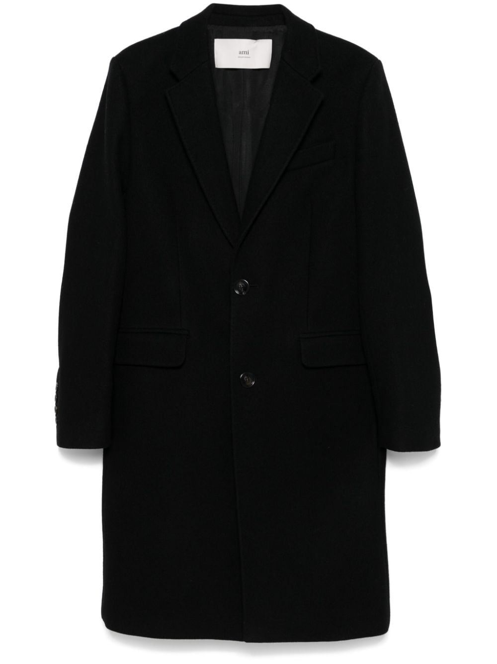 Ami Paris Black Virgin Wool Felted Coat image 0