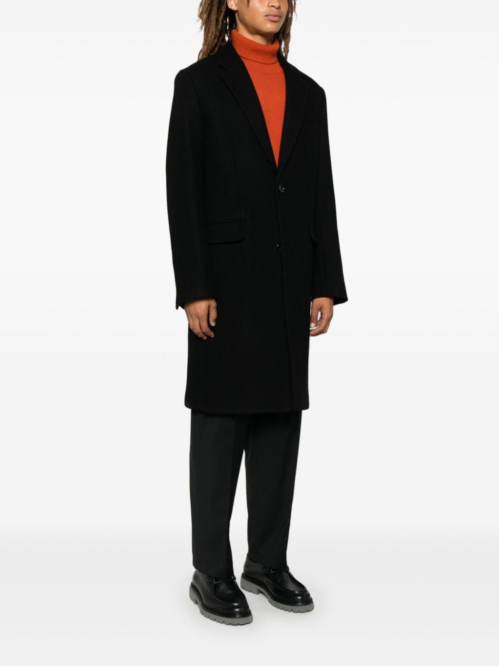 Ami Paris Black Virgin Wool Felted Coat image 4