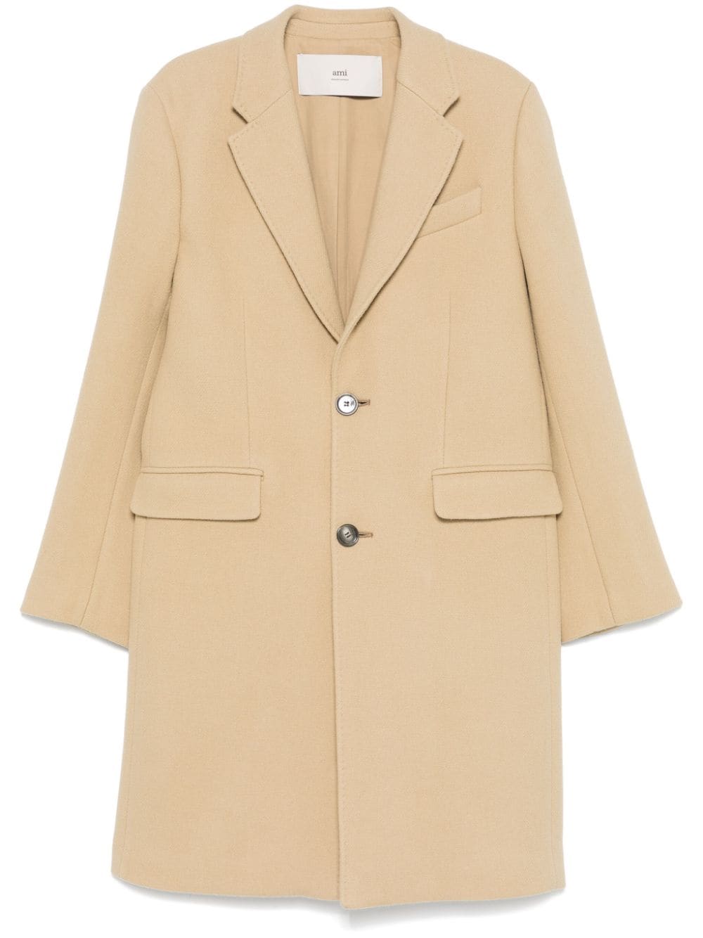 AMI Paris Beige Wool Overcoat image 0