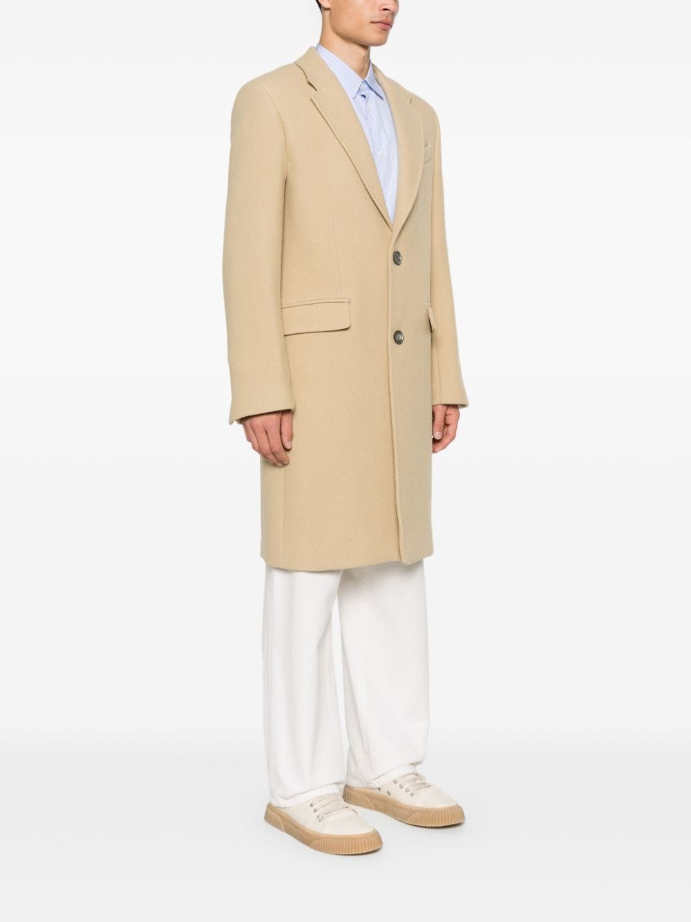 AMI Paris Beige Wool Overcoat image 2