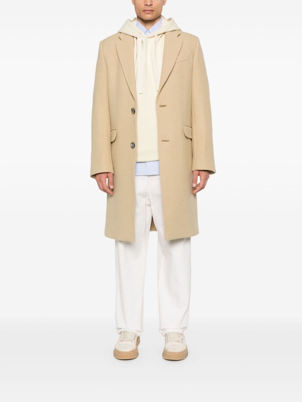 AMI Paris Beige Wool Overcoat image 3