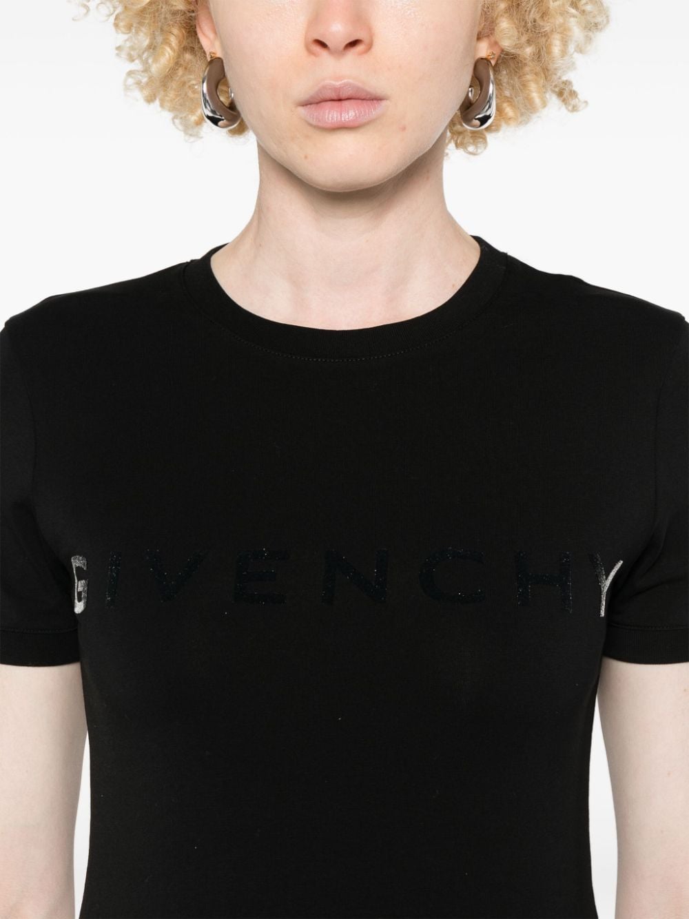 Givenchy Flocked Logo Crew Neck T-Shirt - Black image 1