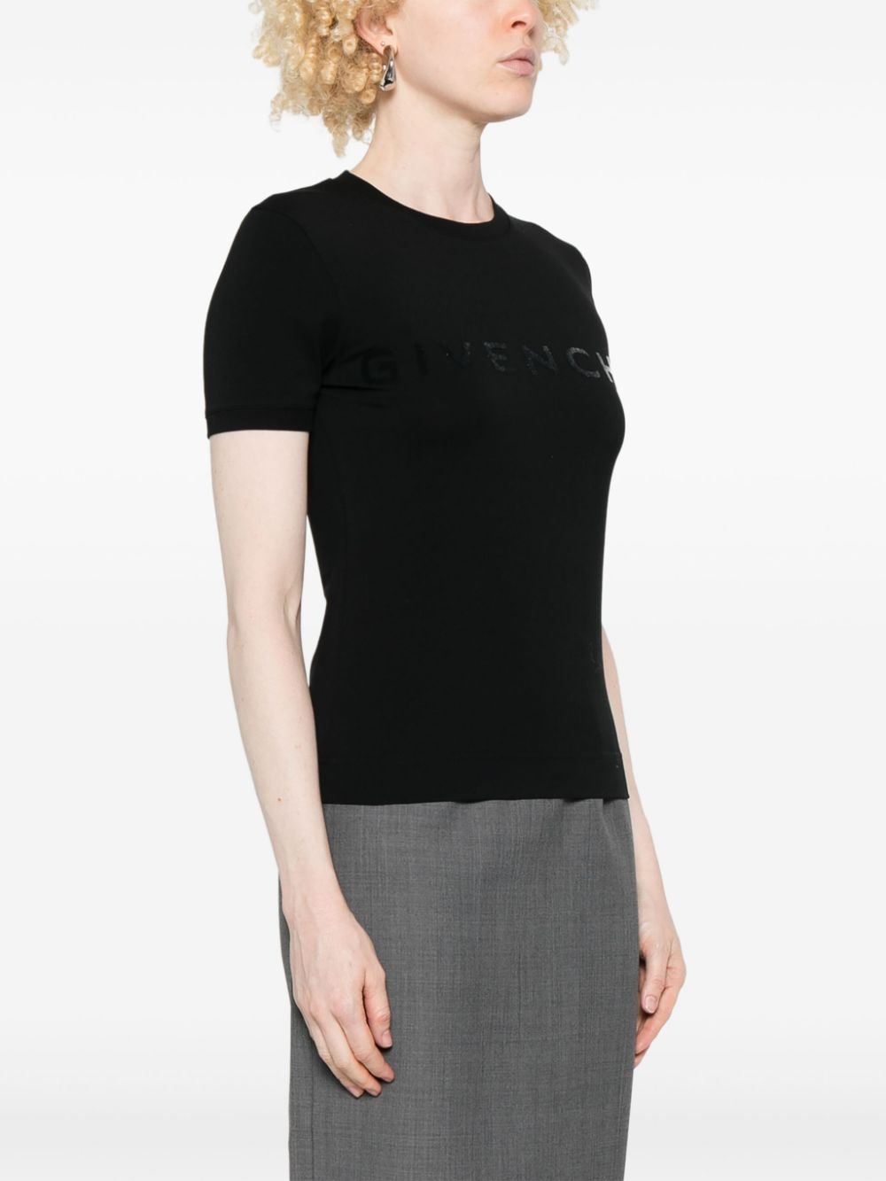 Givenchy Flocked Logo Crew Neck T-Shirt - Black image 3