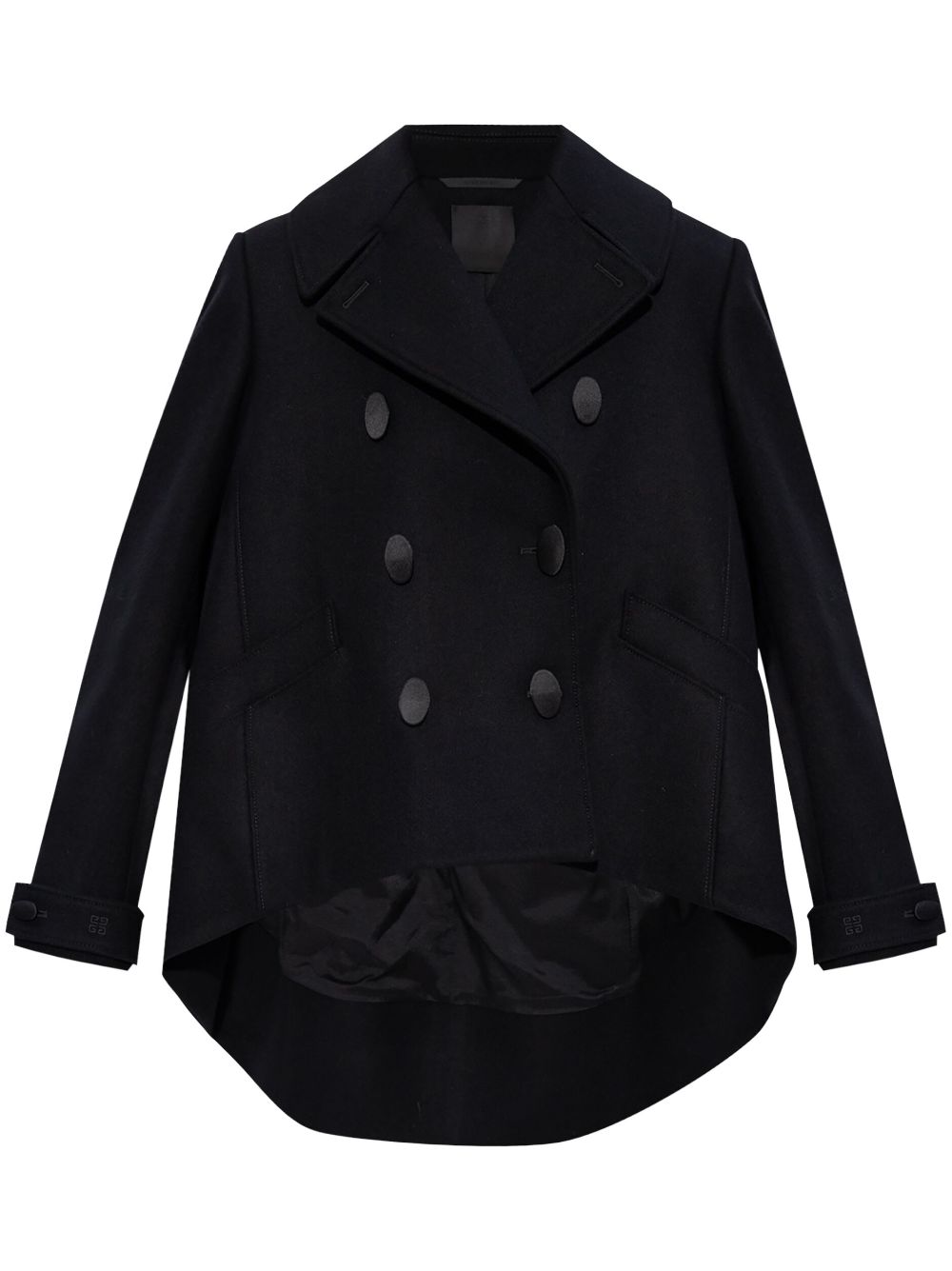 Givenchy Asymmetric Hem Double-Breasted Wool Jacket - Black image 0