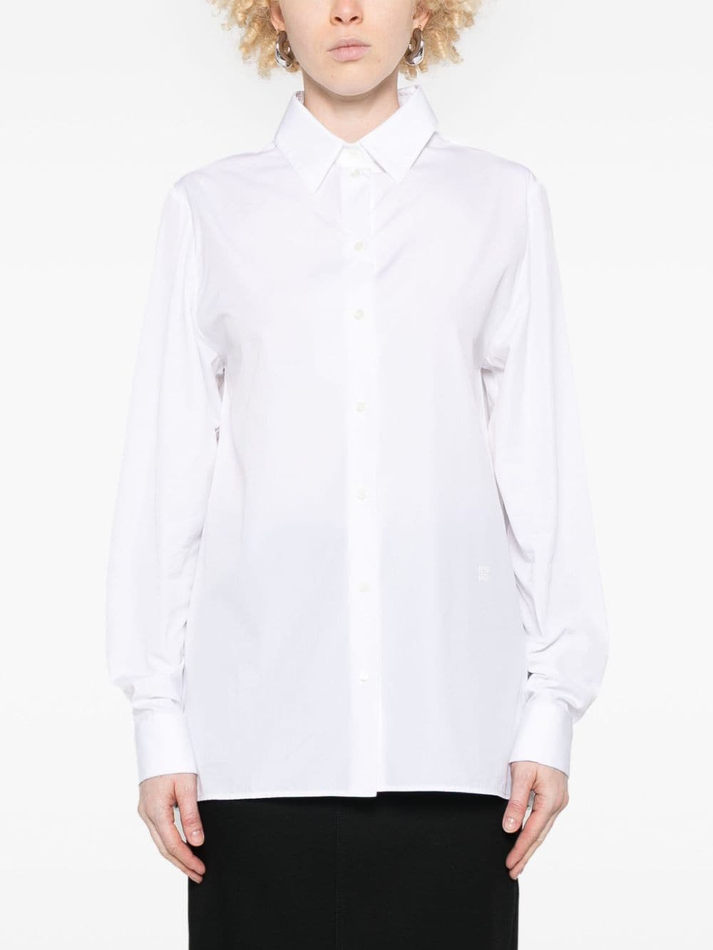 Givenchy White Cotton Poplin Shirt with 4G Embroidery image 1