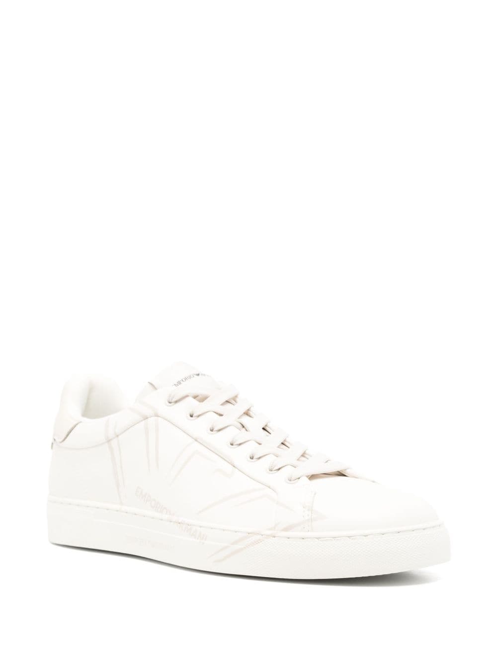 Emporio Armani Men's White Leather Sneakers image 3