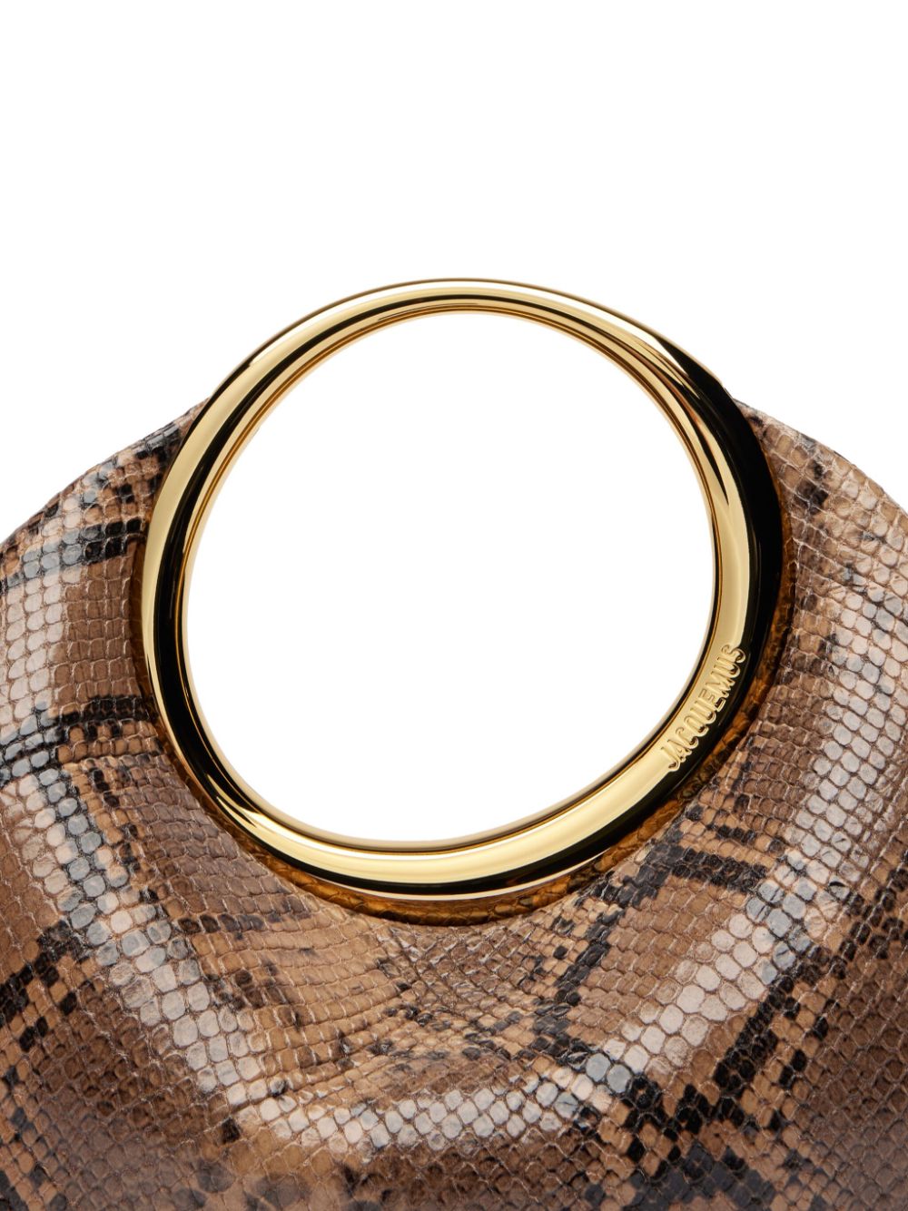 JACQUEMUS Brown Leather Snake Print Top Handle Bag image 2