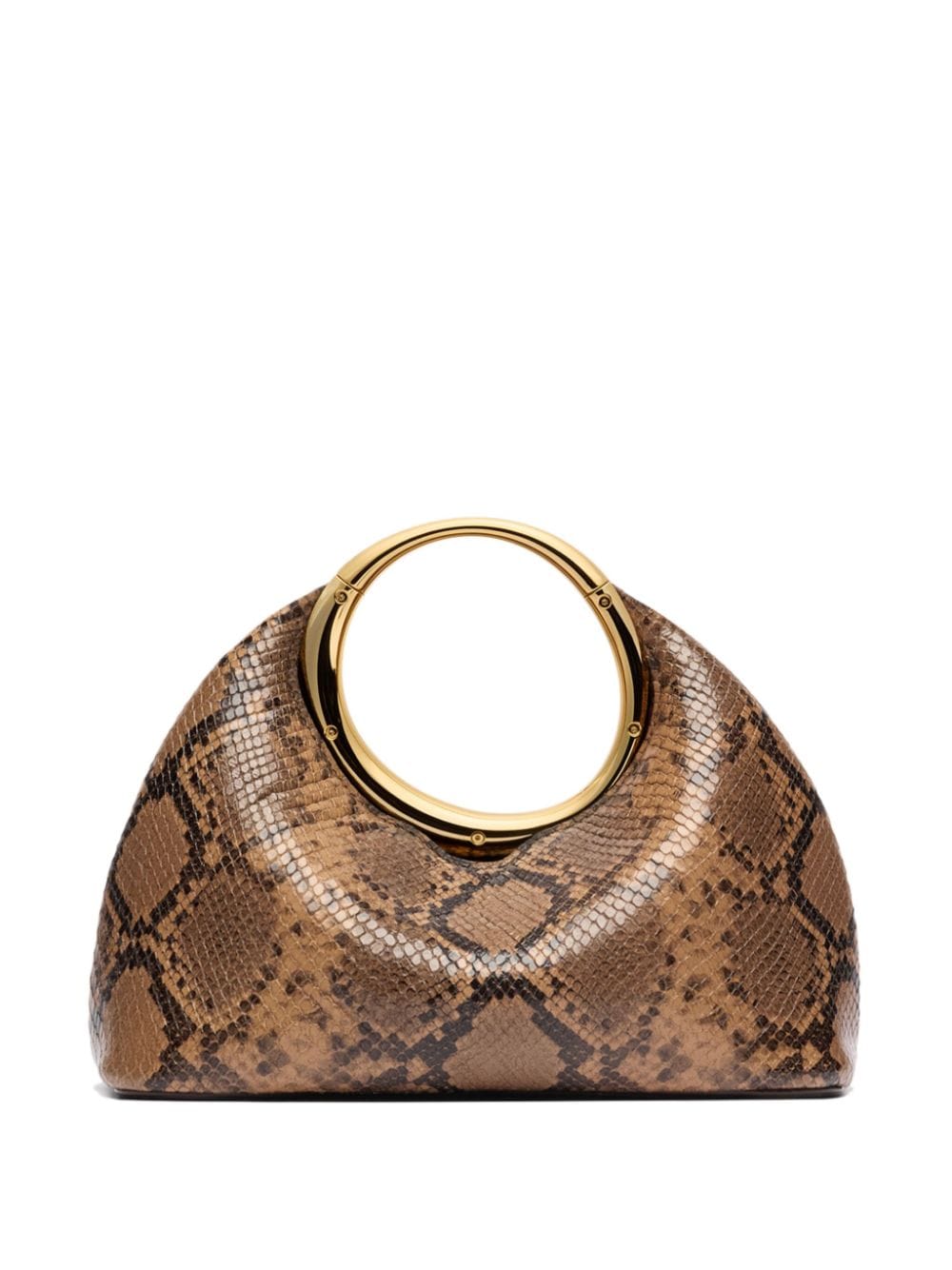 JACQUEMUS Brown Leather Snake Print Top Handle Bag image 4