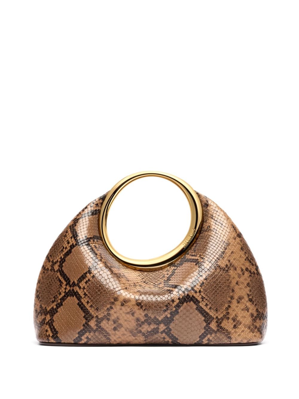 JACQUEMUS Brown Leather Snake Print Top Handle Bag image 0