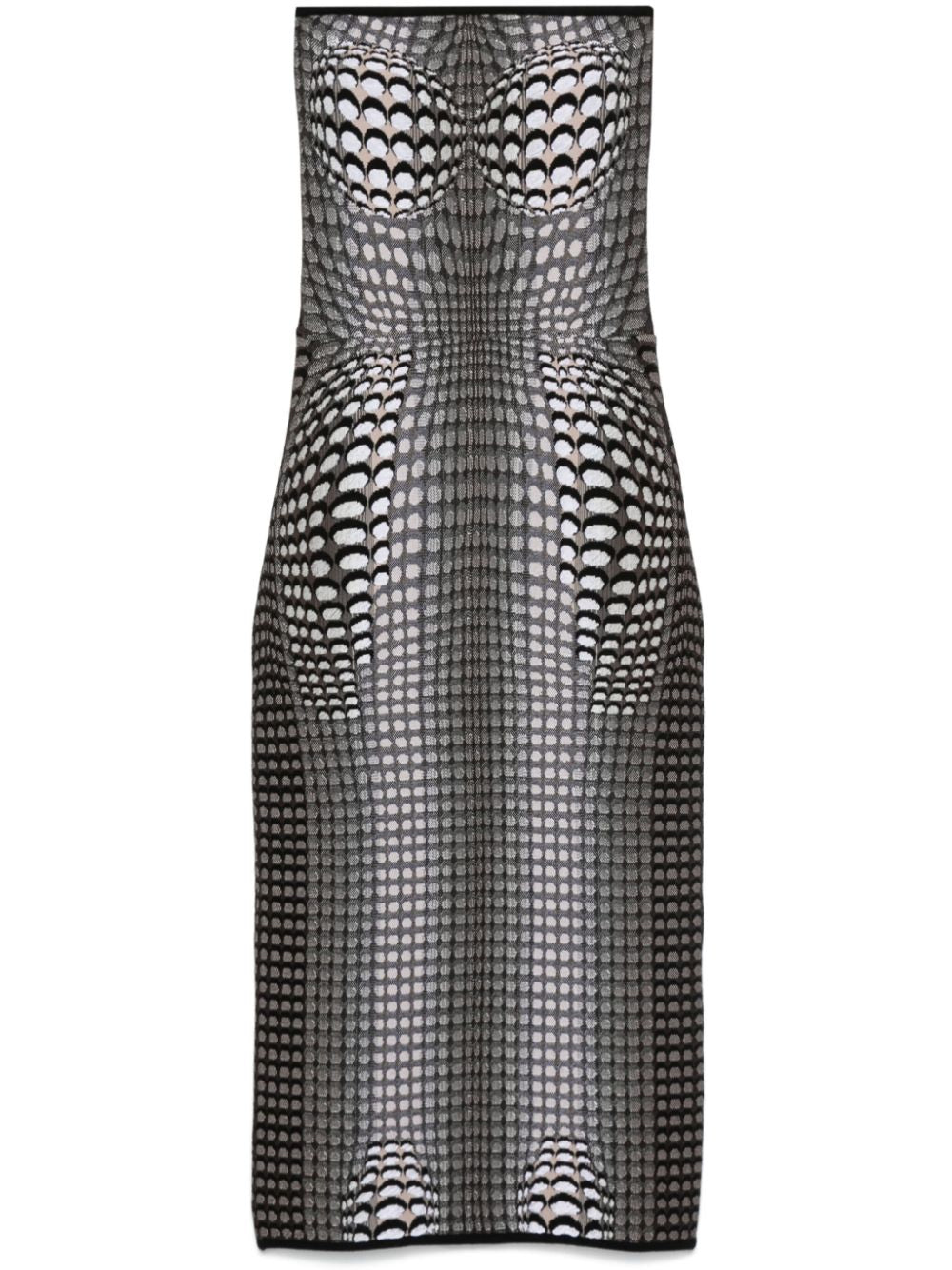 Marine Serre Grey Moon Print Jacquard Slip Dress image 0